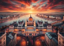 Vista panoramica di Budapest con il Danubio e il Parlamento