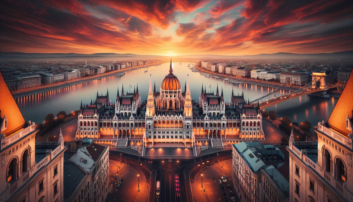 Vista panoramica di Budapest con il Danubio e il Parlamento