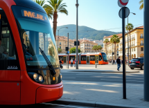 Mappa dei trasporti pubblici a Nizza con mezzi di trasporto