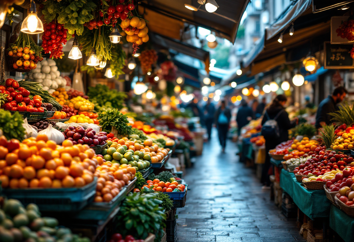 Immagine del mercato di Campagna Amica con prodotti freschi