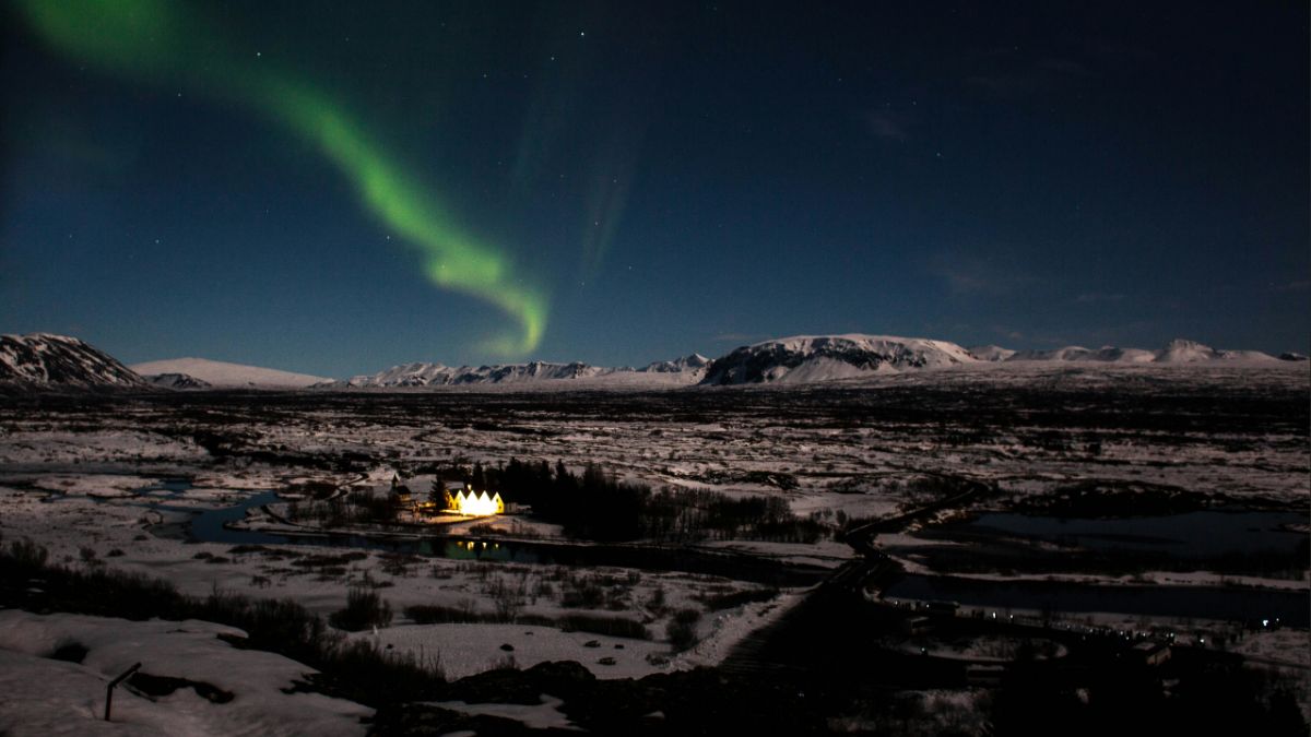 Aurora boreale, le panchine Bodo