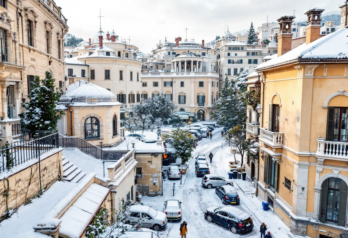 Nevicate in Campania durante l'allerta meteo gialla