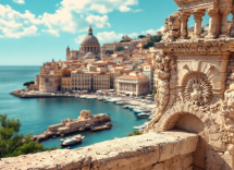 Panorama di Siracusa con il mare e antiche rovine