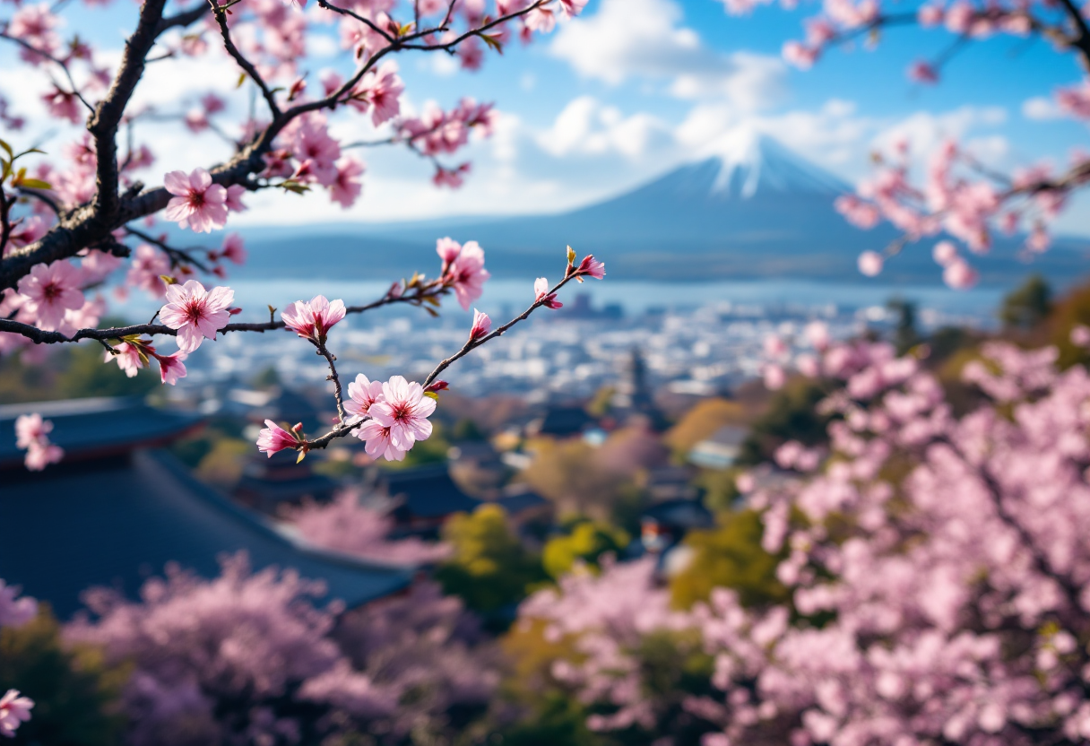 Panorama di Kyoto con templi e natura