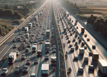 Veicoli in fila sulle strade italiane durante il weekend