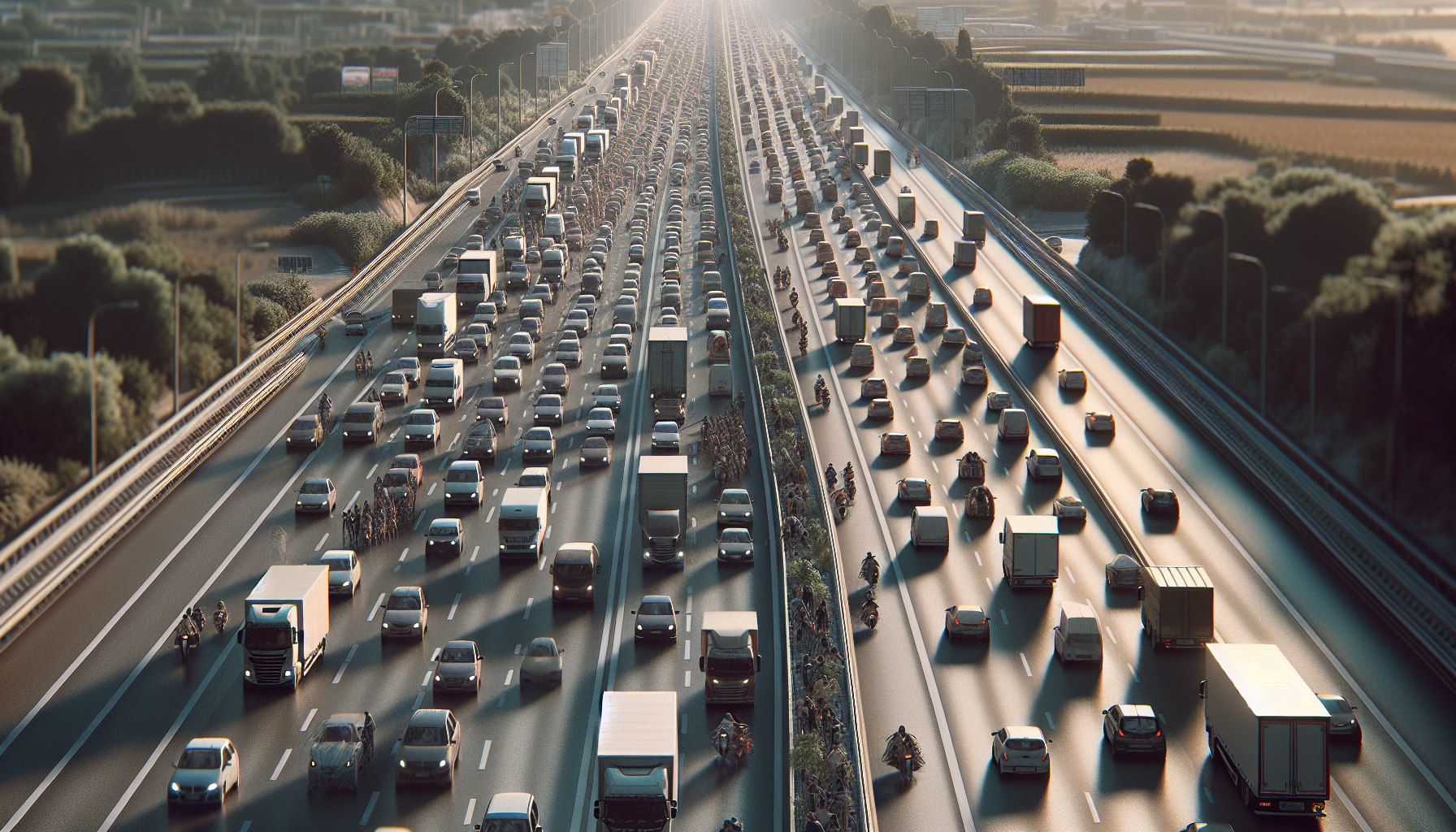 Veicoli in fila sulle strade italiane durante il weekend