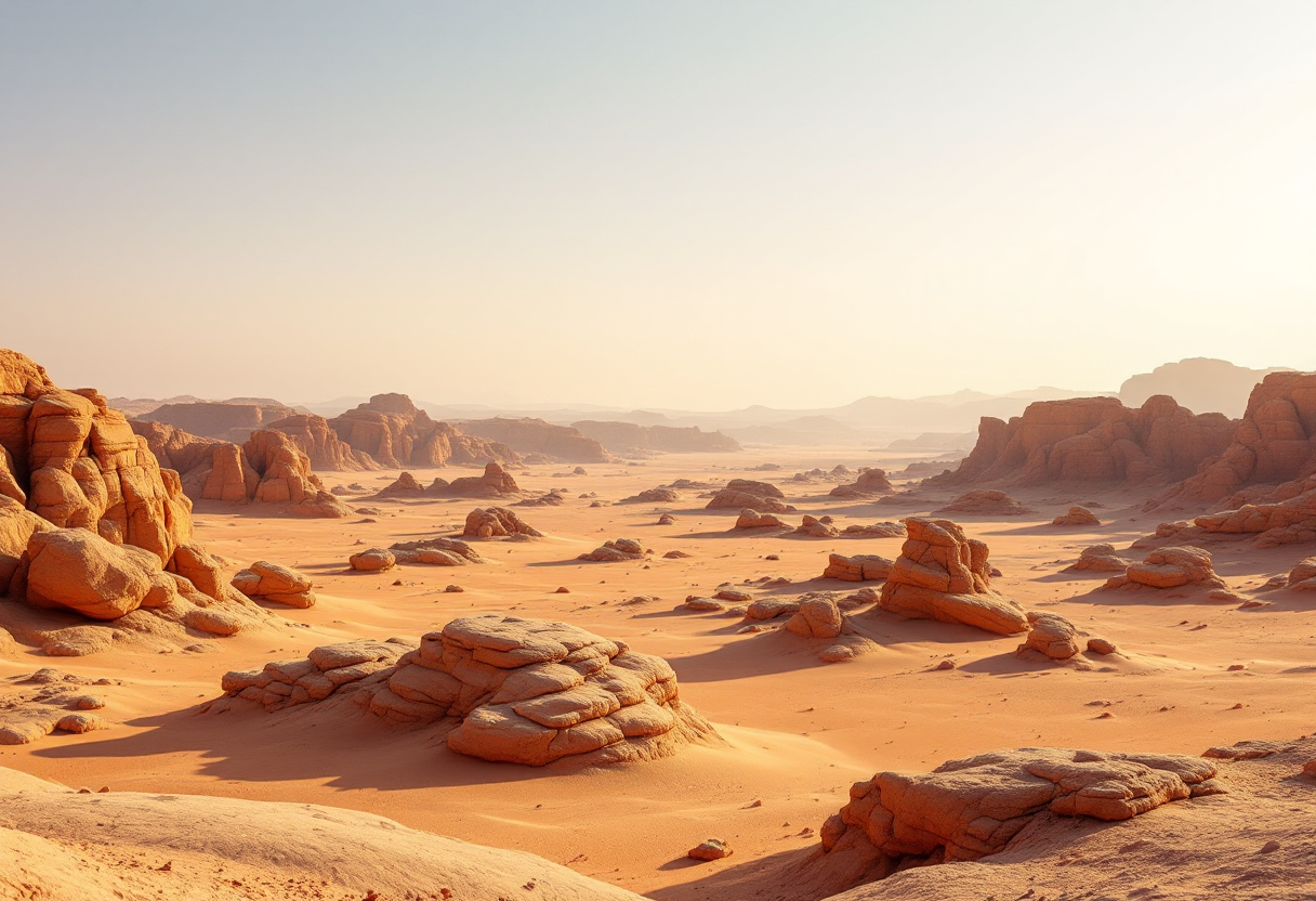 Vista panoramica del Wadi al-Hitan con fossili