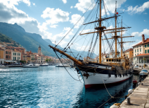 L'Amerigo Vespucci attraccato a La Valletta