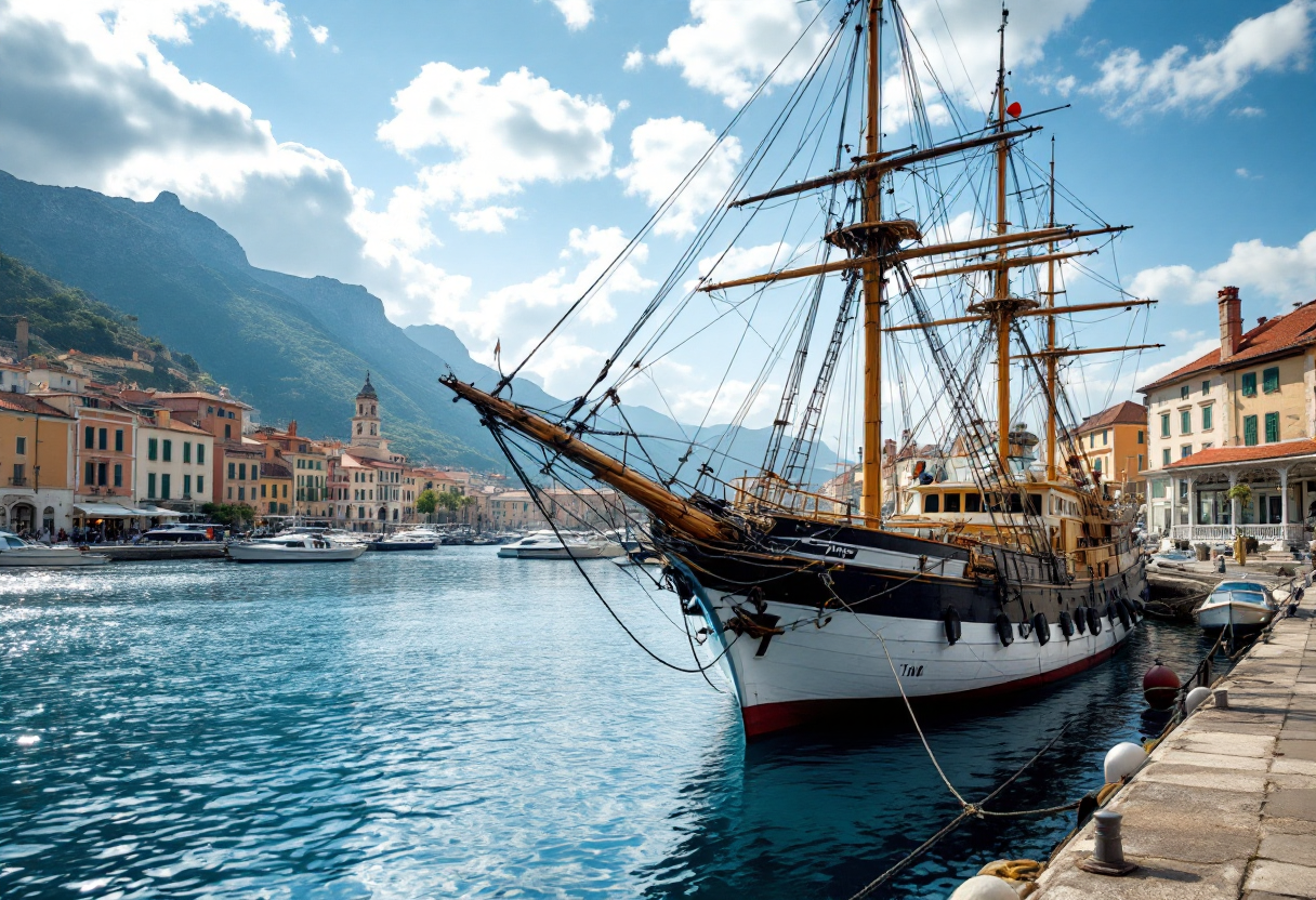 L'Amerigo Vespucci attraccato a La Valletta