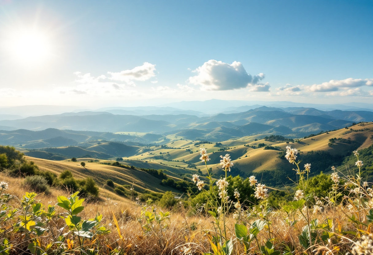 Panorama delle montagne toscane con natura incontaminata