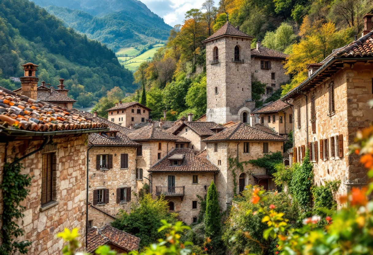Vista panoramica del borgo medievale di Brugnello