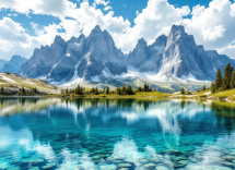 Panorama delle Dolomiti di Brenta con montagne e boschi