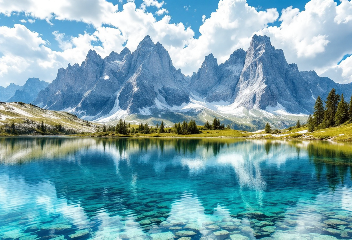 Panorama delle Dolomiti di Brenta con montagne e boschi