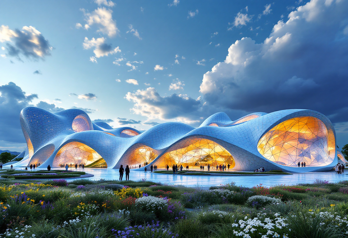 Immagine dell'Expo di Osaka 2025 con elementi culturali e tecnologici