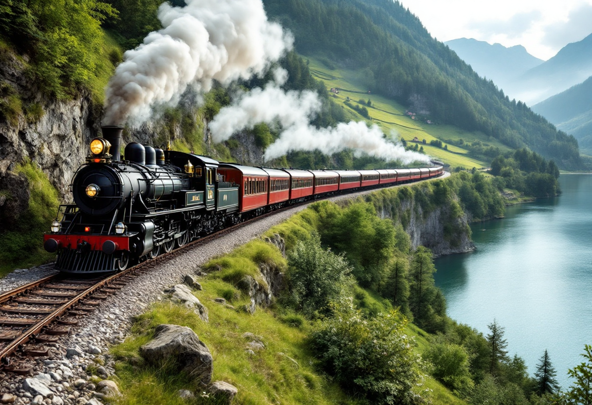 Treno che attraversa paesaggi lombardi