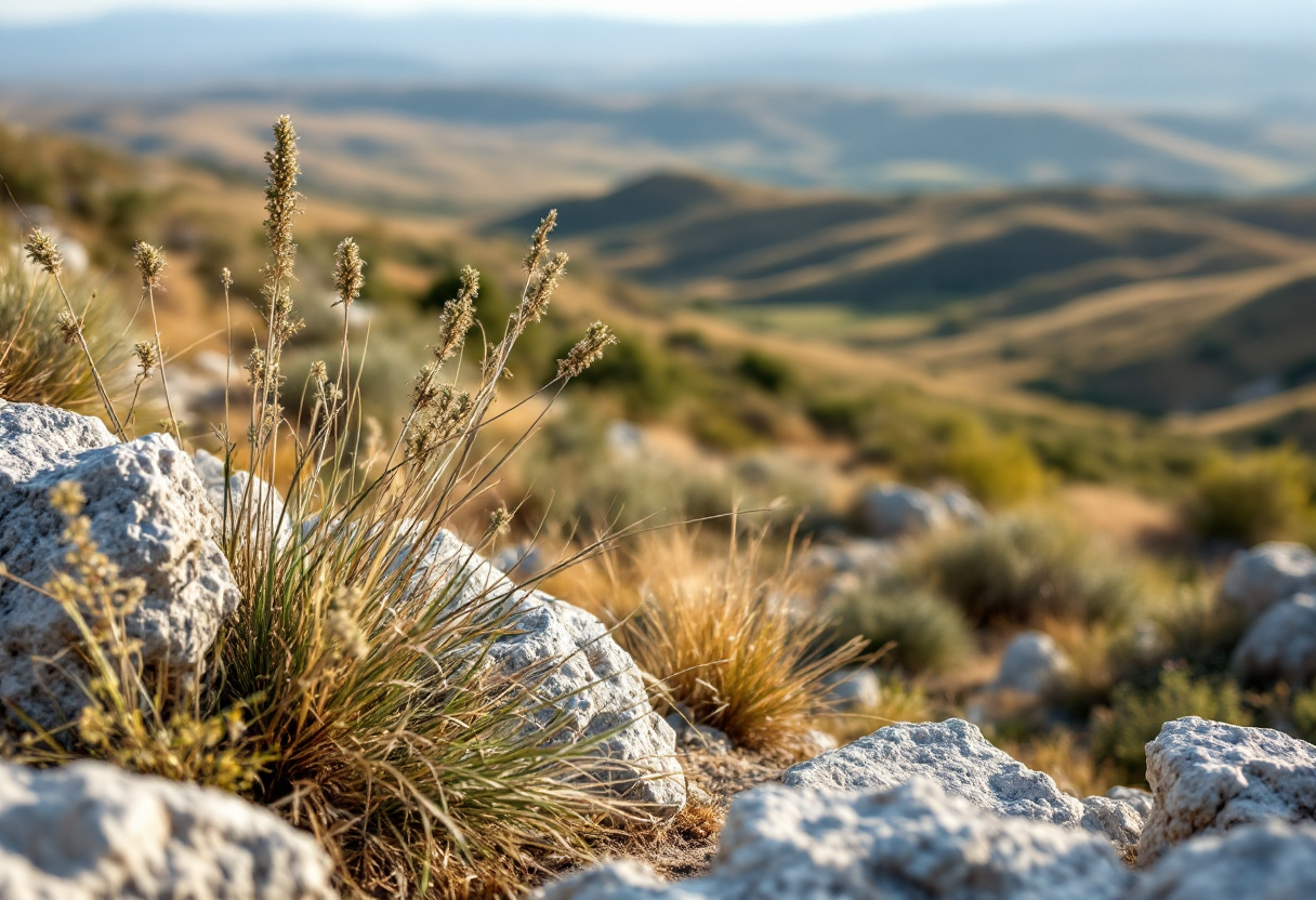 Panorama della Murgia Tarantina con flora e fauna
