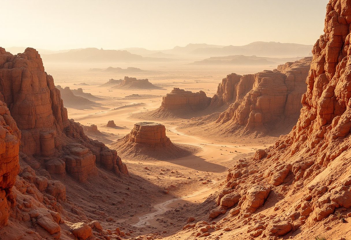 Vista aerea dell'Occhio del Sahara nel deserto