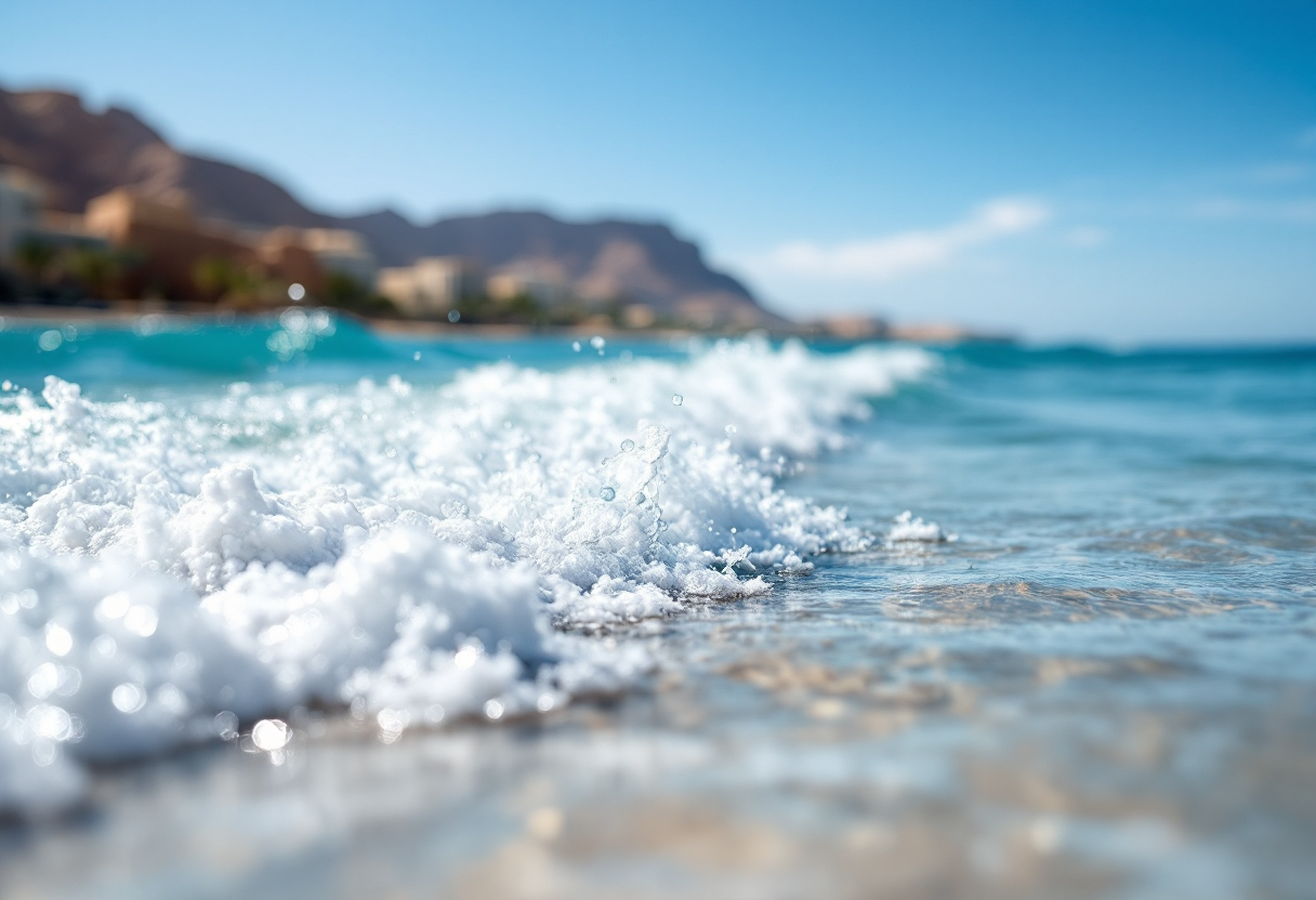 Paesaggio primaverile a Sharm el-Sheikh con fiori e mare