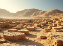 Rovine archeologiche della città di Kom el-Nugus in Egitto