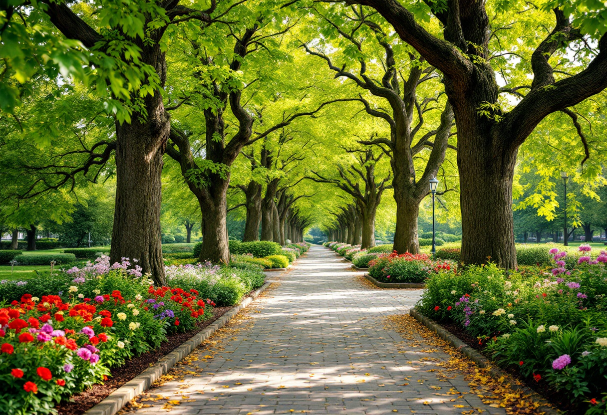 Vista panoramica dello Stadspark di Anversa con alberi e sentieri