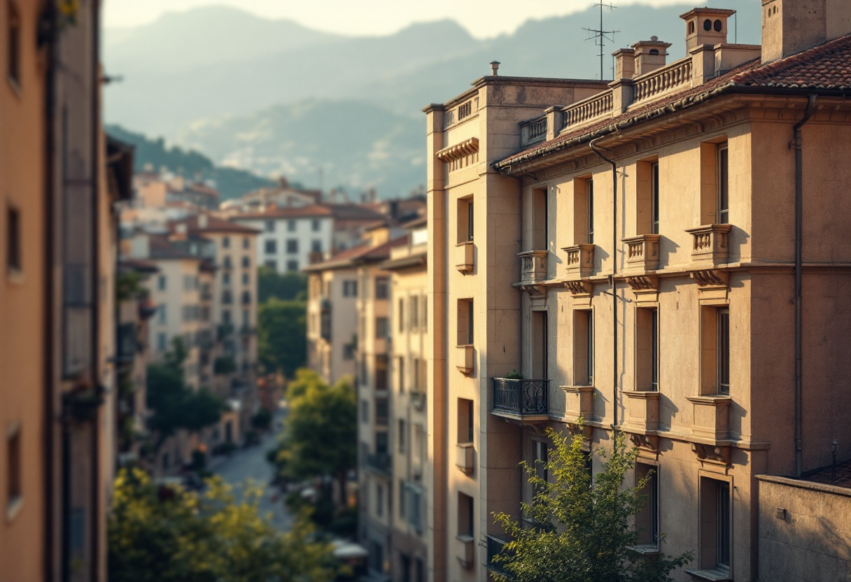 Vista panoramica di Tresigallo, esempio di razionalismo italiano