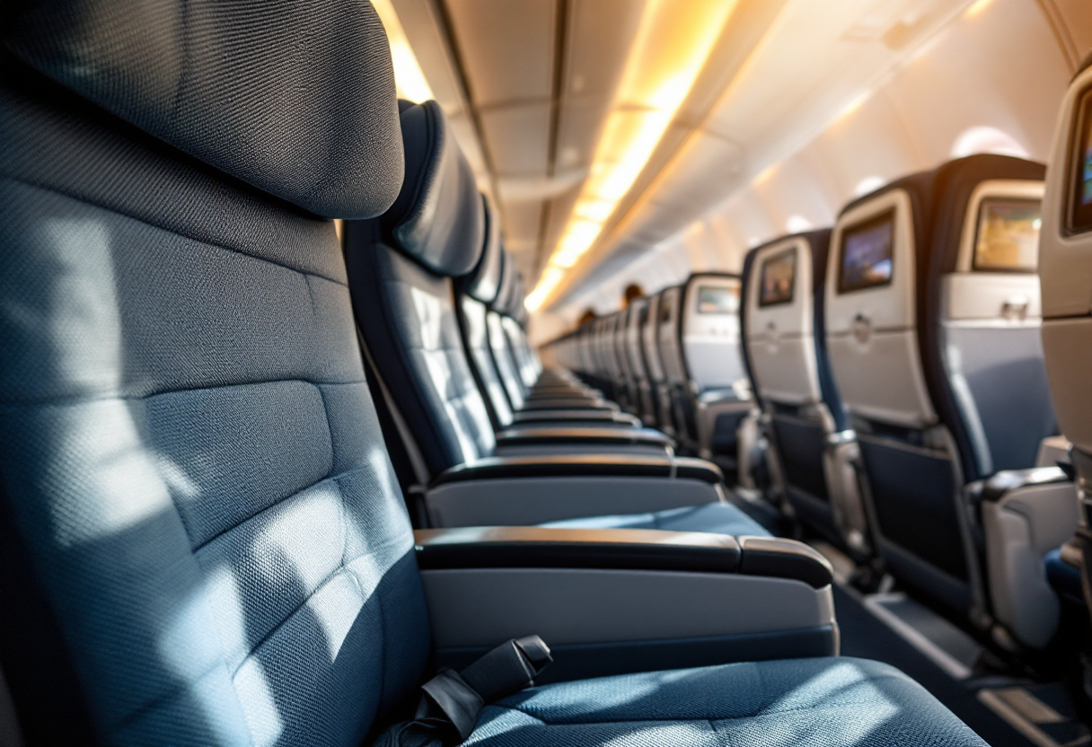 Due viaggiatori seduti vicini su un aereo